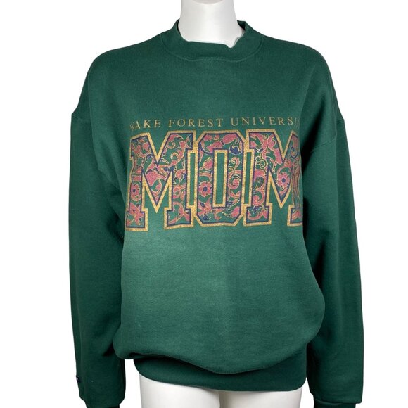 Vintage Wake Forest University Mom Sweatshirt Size XL Jansport Green Made USA - Picture 1 of 7